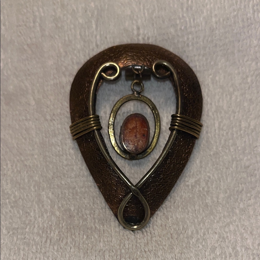 Handmade Copper Wire-wrapped Pendant with Stone Embellishment - Picture 2 of 4
